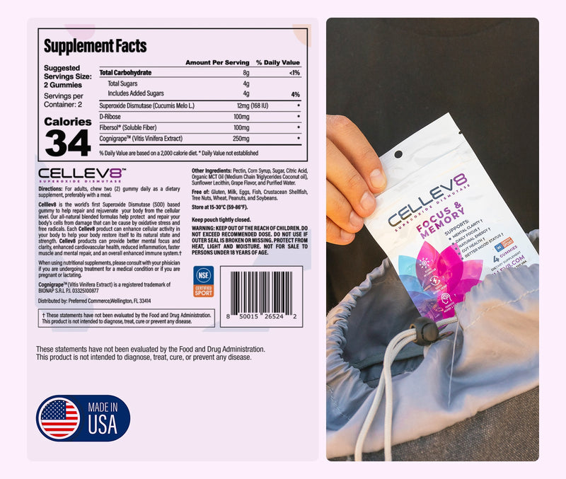 Cellev8 Focus & Memory Gummies Supplement Facts