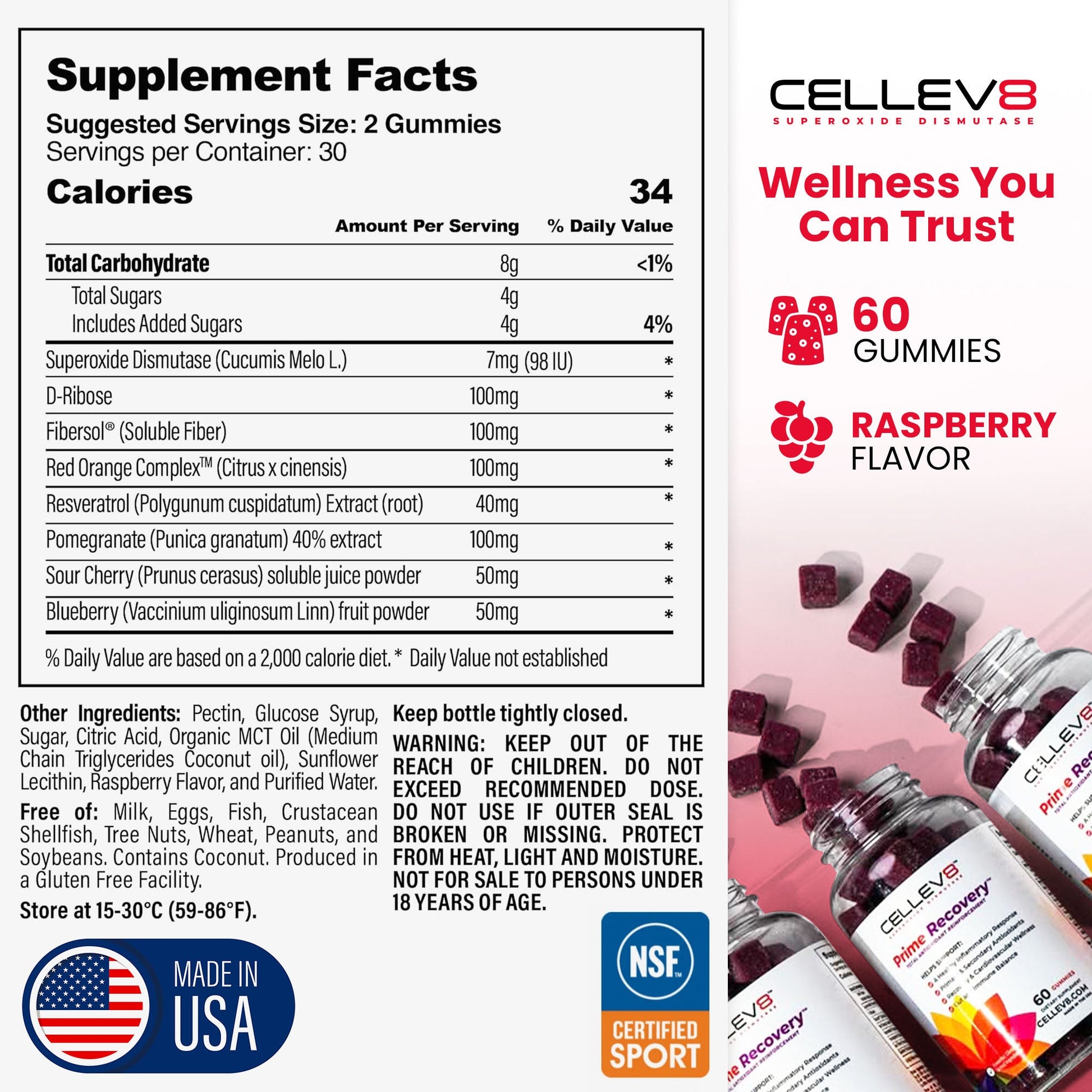 Prime Recovery Gummies (60ct. Bottle) - Cellev8 Nutrition, Inc.