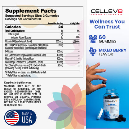 ReDrive Performance Gummies (60ct. Bottle) - Cellev8 Nutrition, Inc.