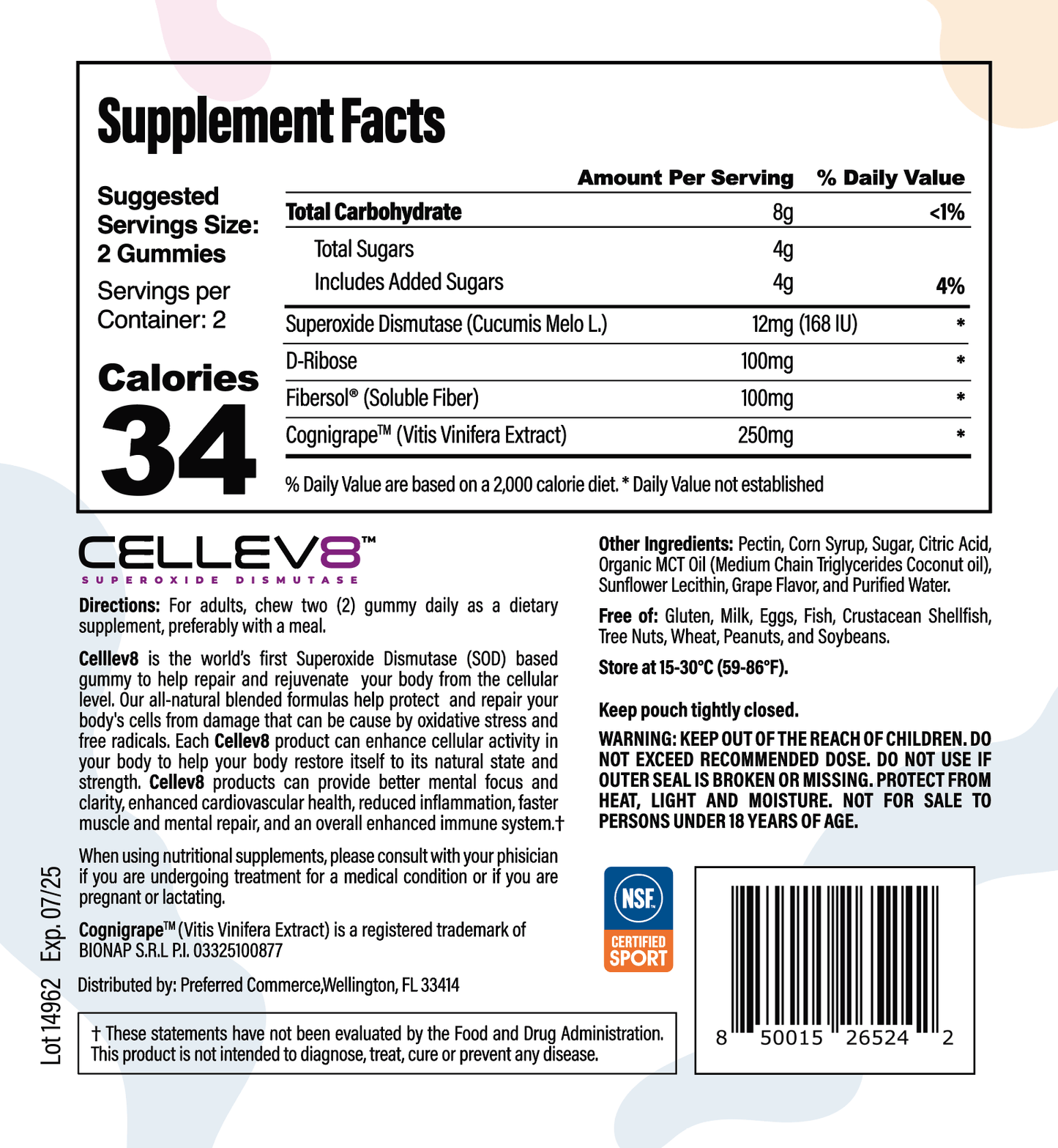 Focus & Memory Gummies (20 4ct. Packs) - Cellev8
