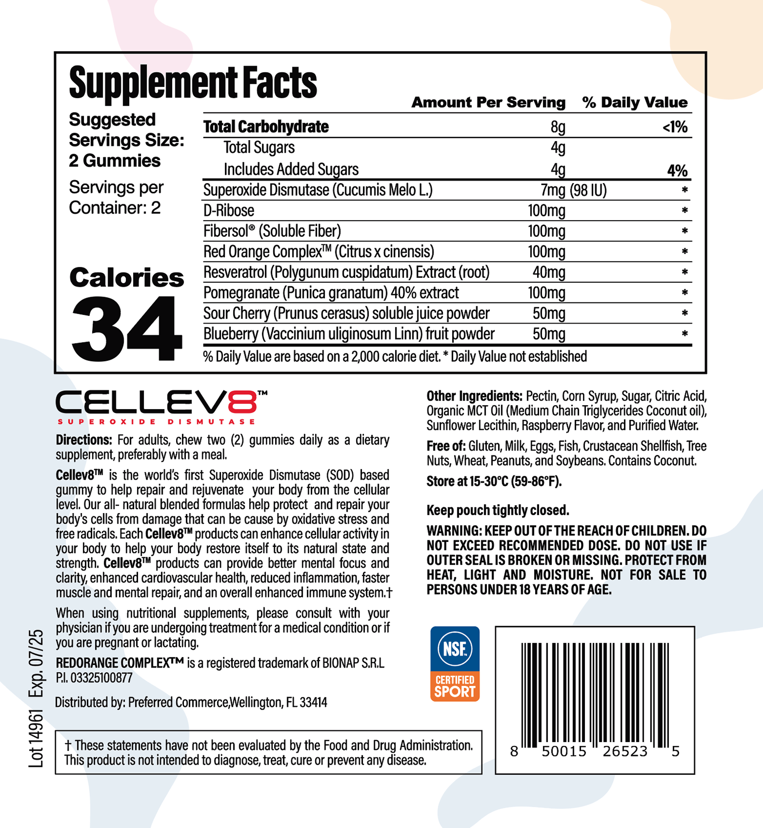 Inflammation & Recovery Gummies (20 4ct. Packs) - Cellev8